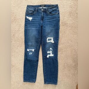 Judy Blue Distressed Dark Blue Skinny Jeans